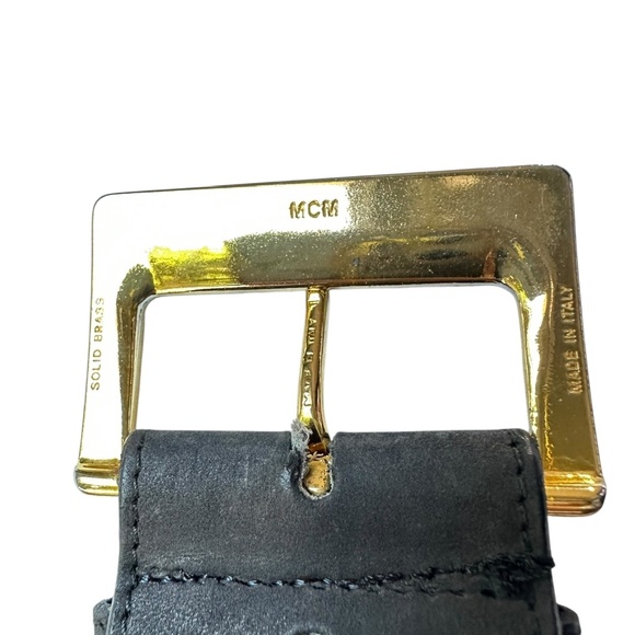 Vintage NEIMAN MARCUS Black Leather With Wide Gold Studs Unisex Belt S main image 8
